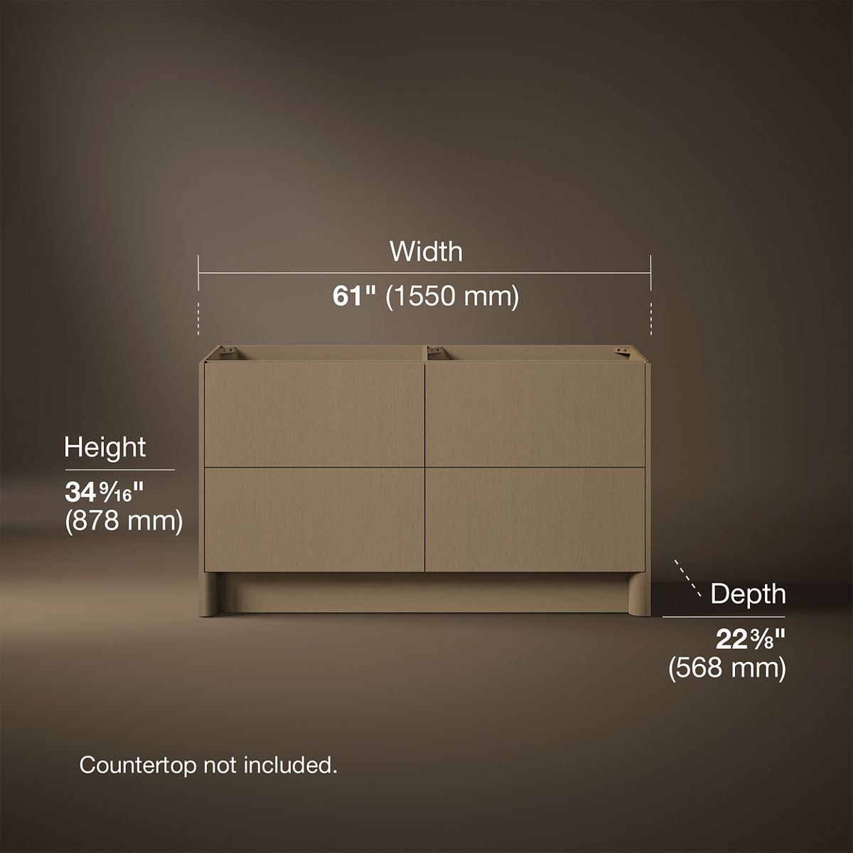 3/4 view of product with dimensions