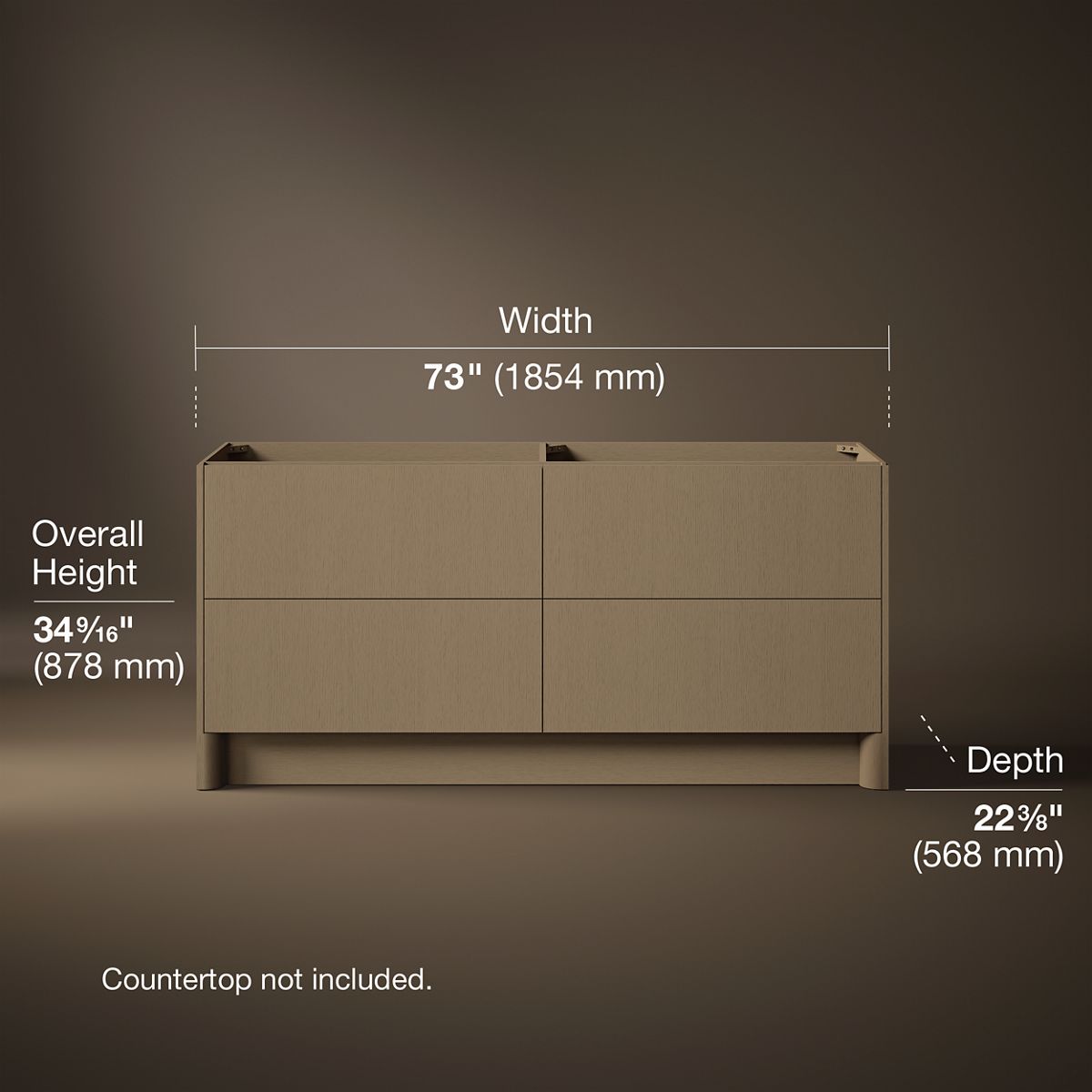 3/4 view of product with dimensions