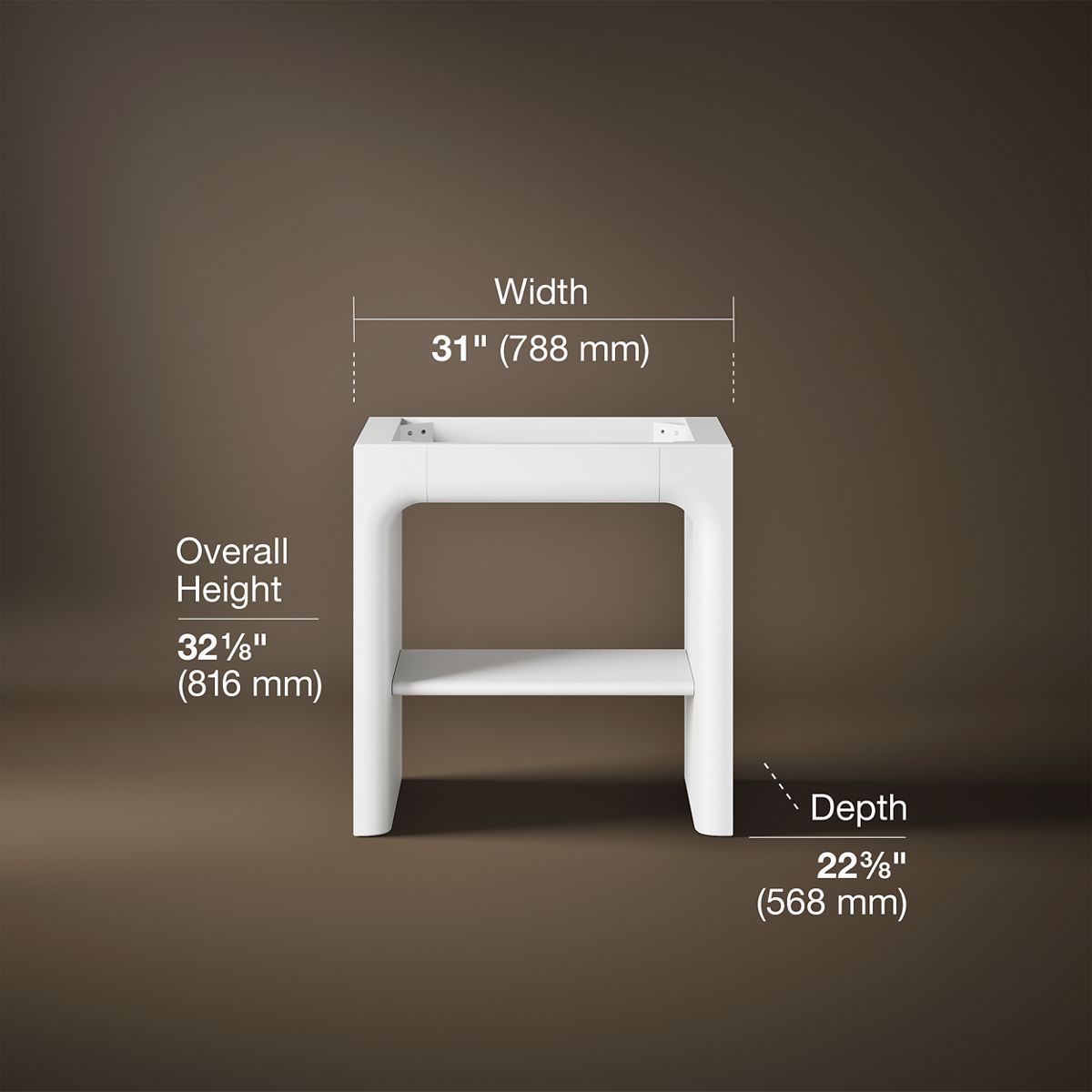 3/4 view of product with dimensions