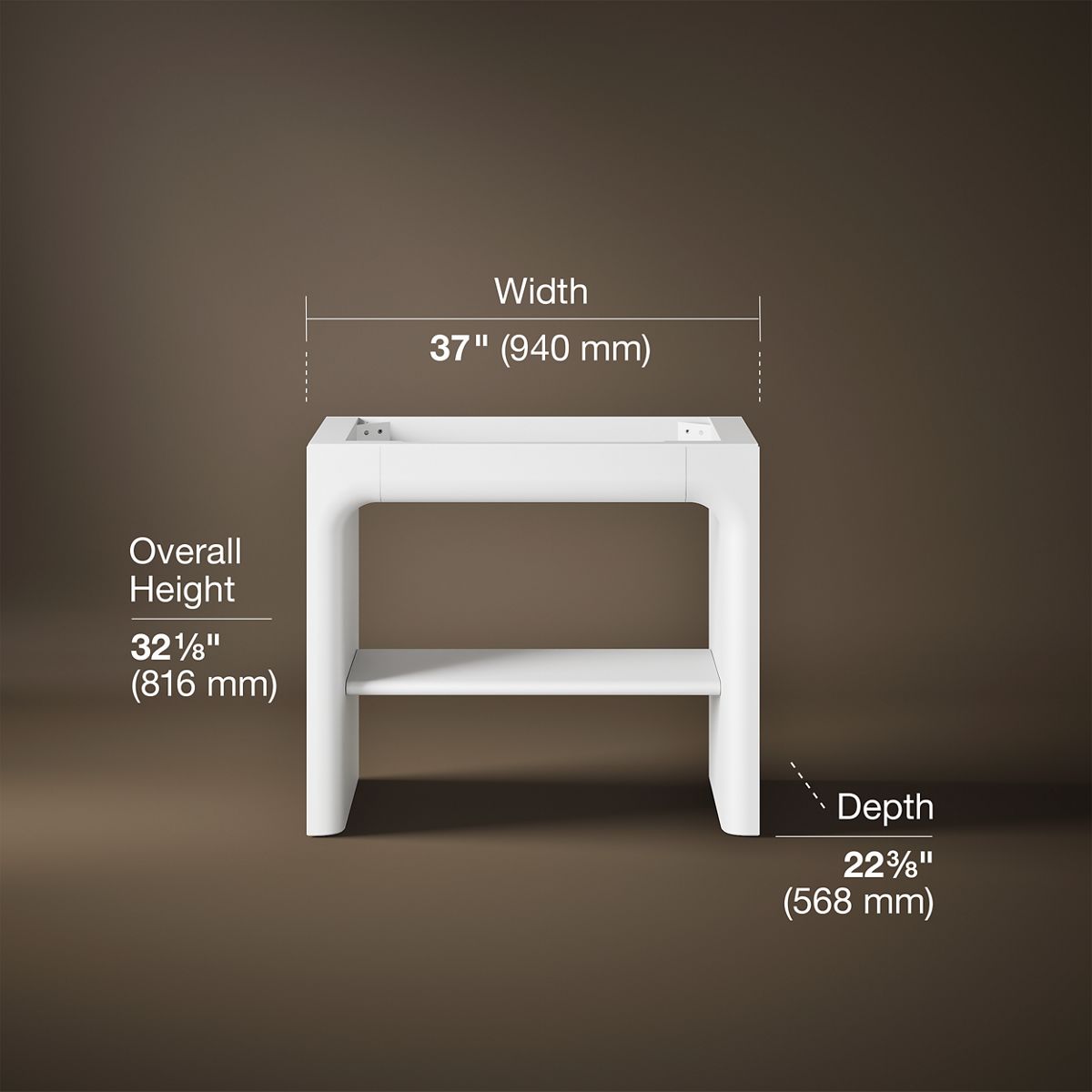 3/4 view of product with dimensions