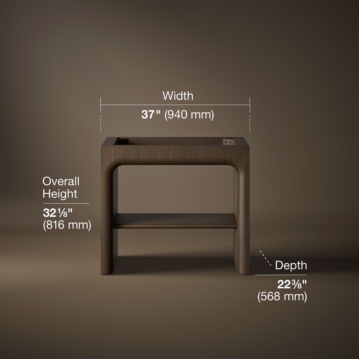 3/4 view of product with dimensions