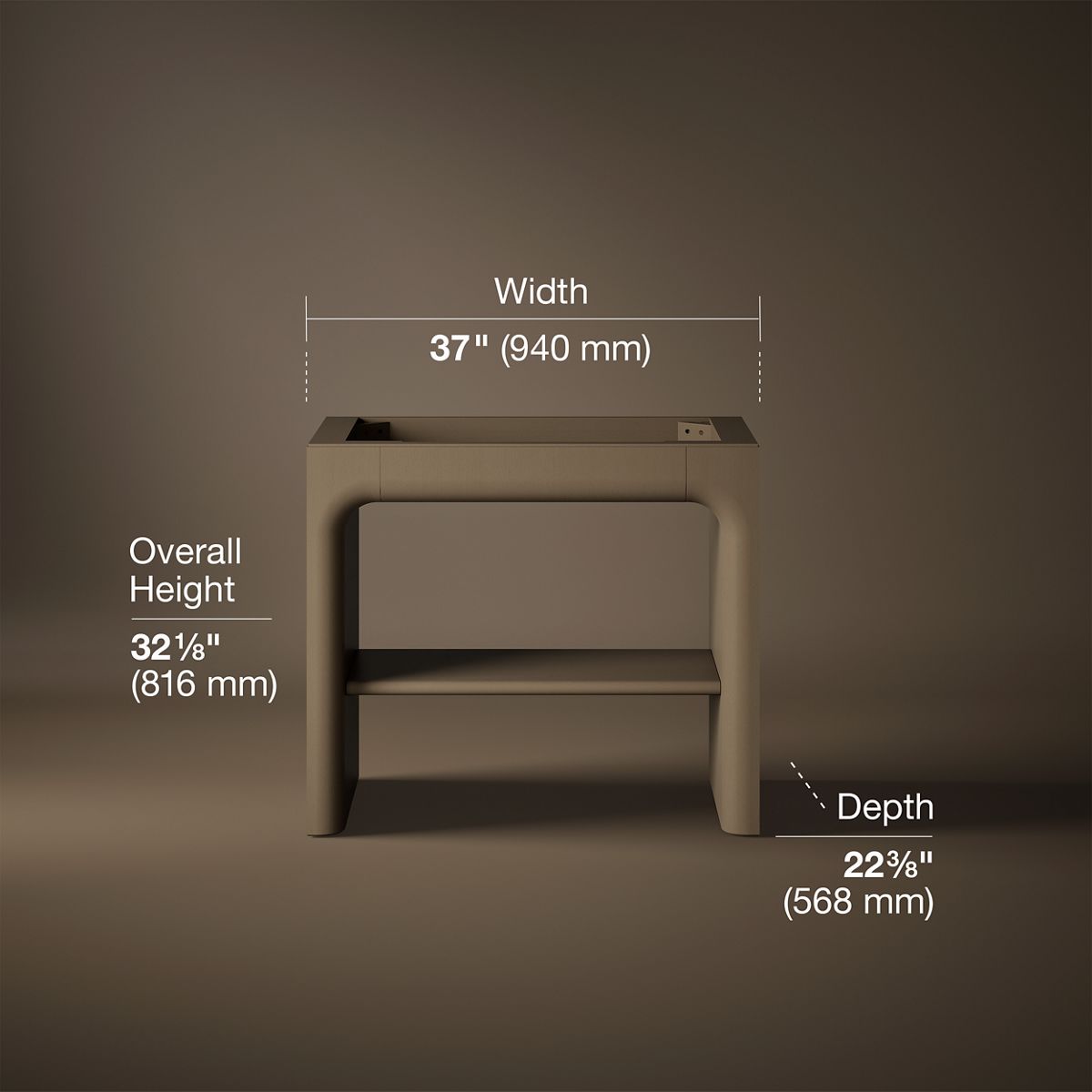 3/4 view of product with dimensions