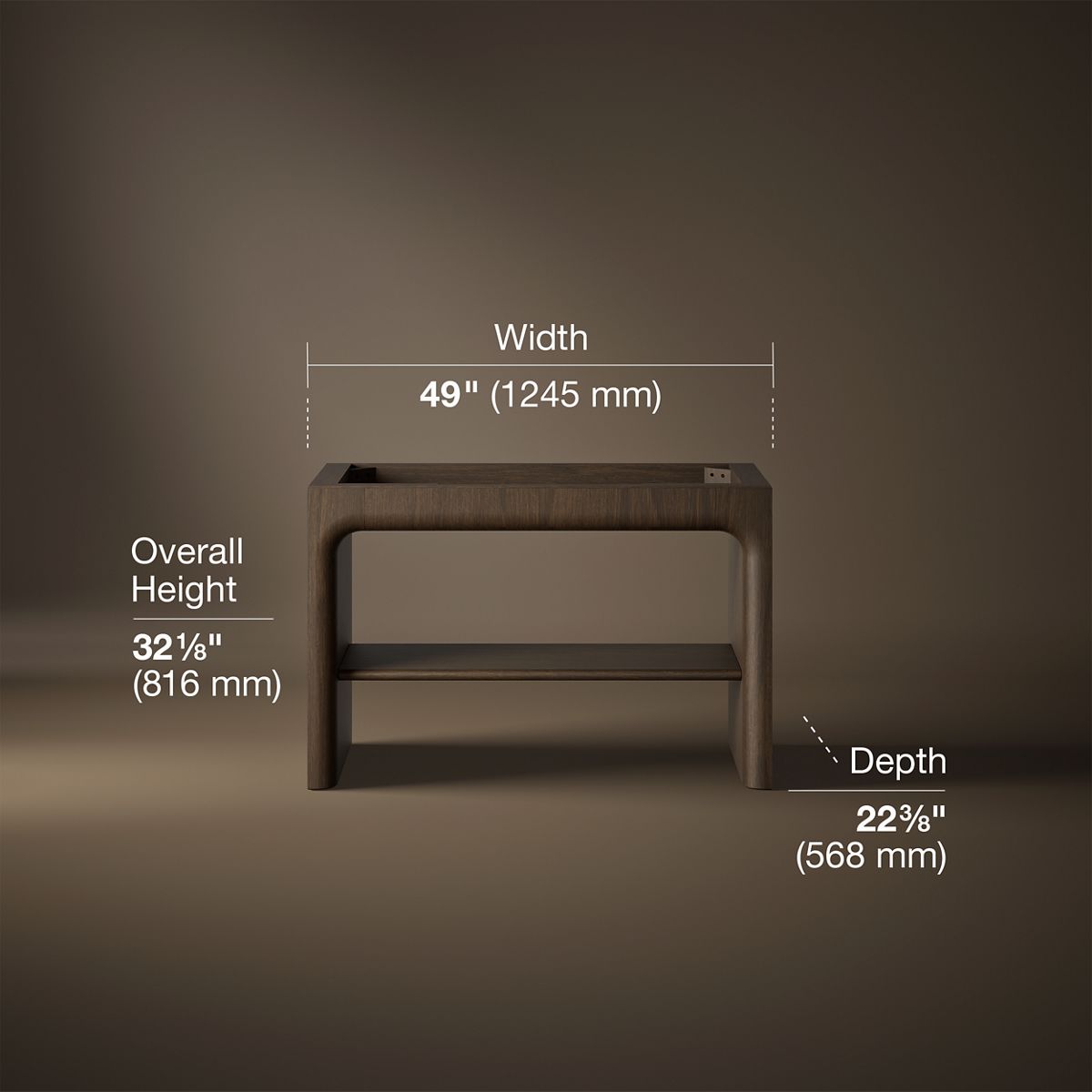 3/4 view of product with dimensions
