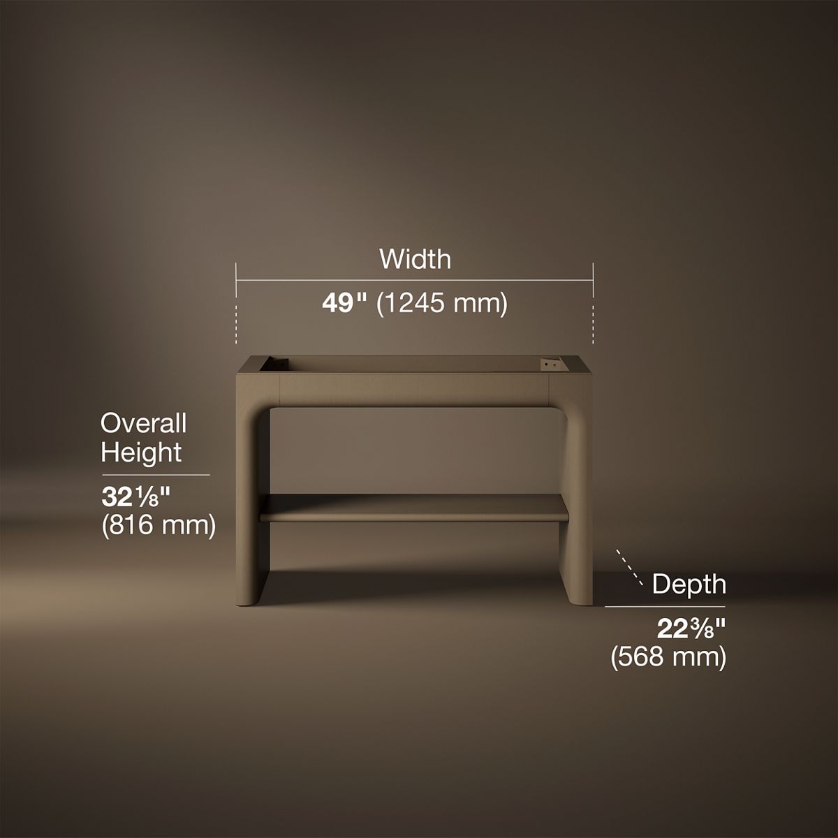 3/4 view of product with dimensions