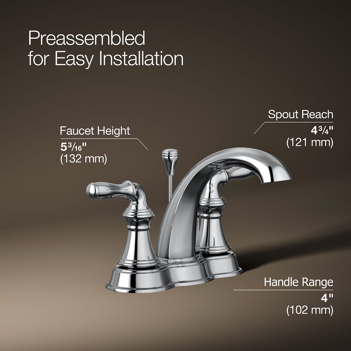 3/4 view of product with dimensions