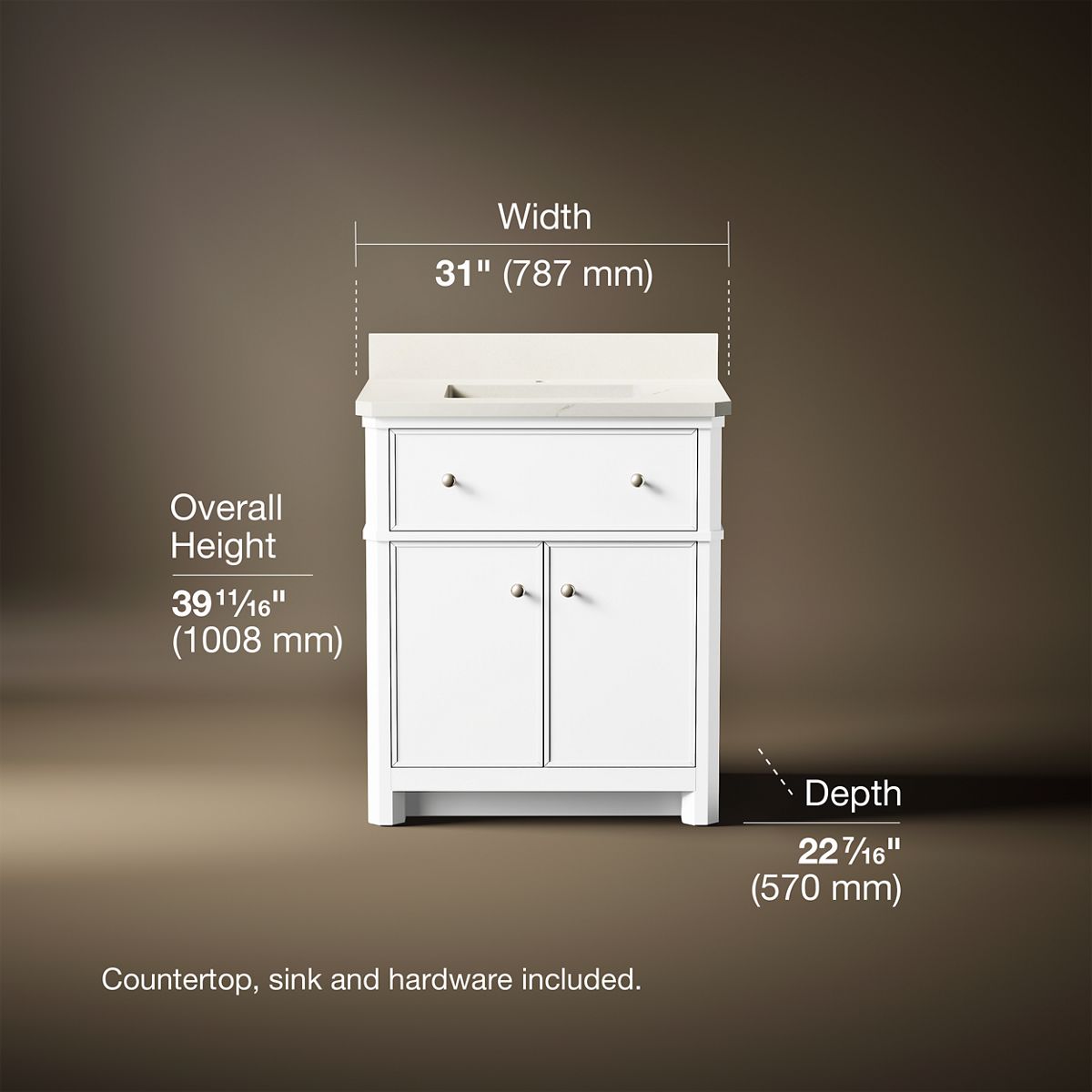 3/4 view of product with dimensions