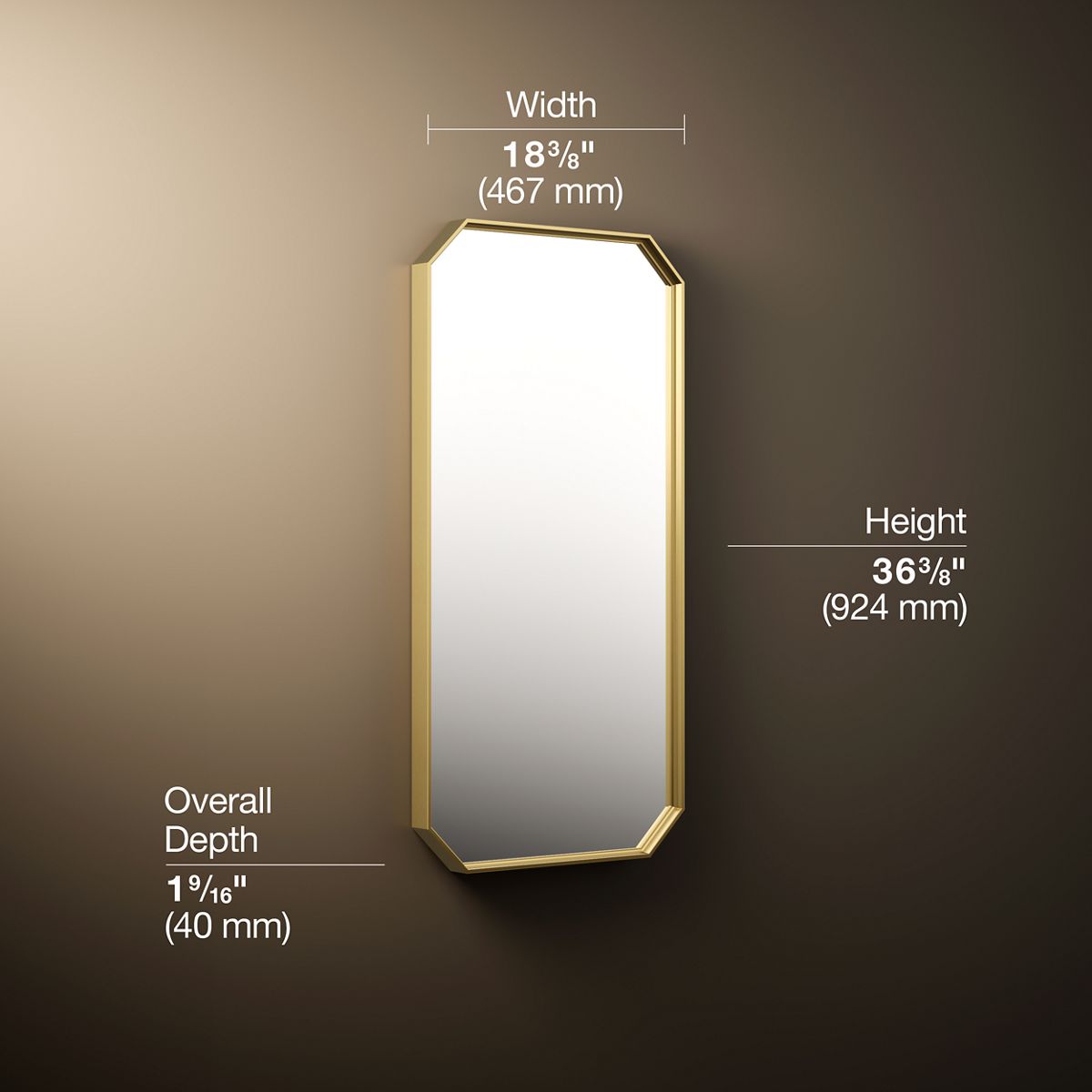 3/4 view of product with dimensions
