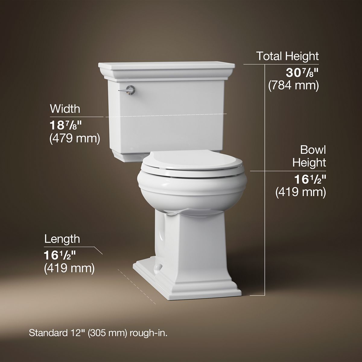 3/4 view of product with dimensions