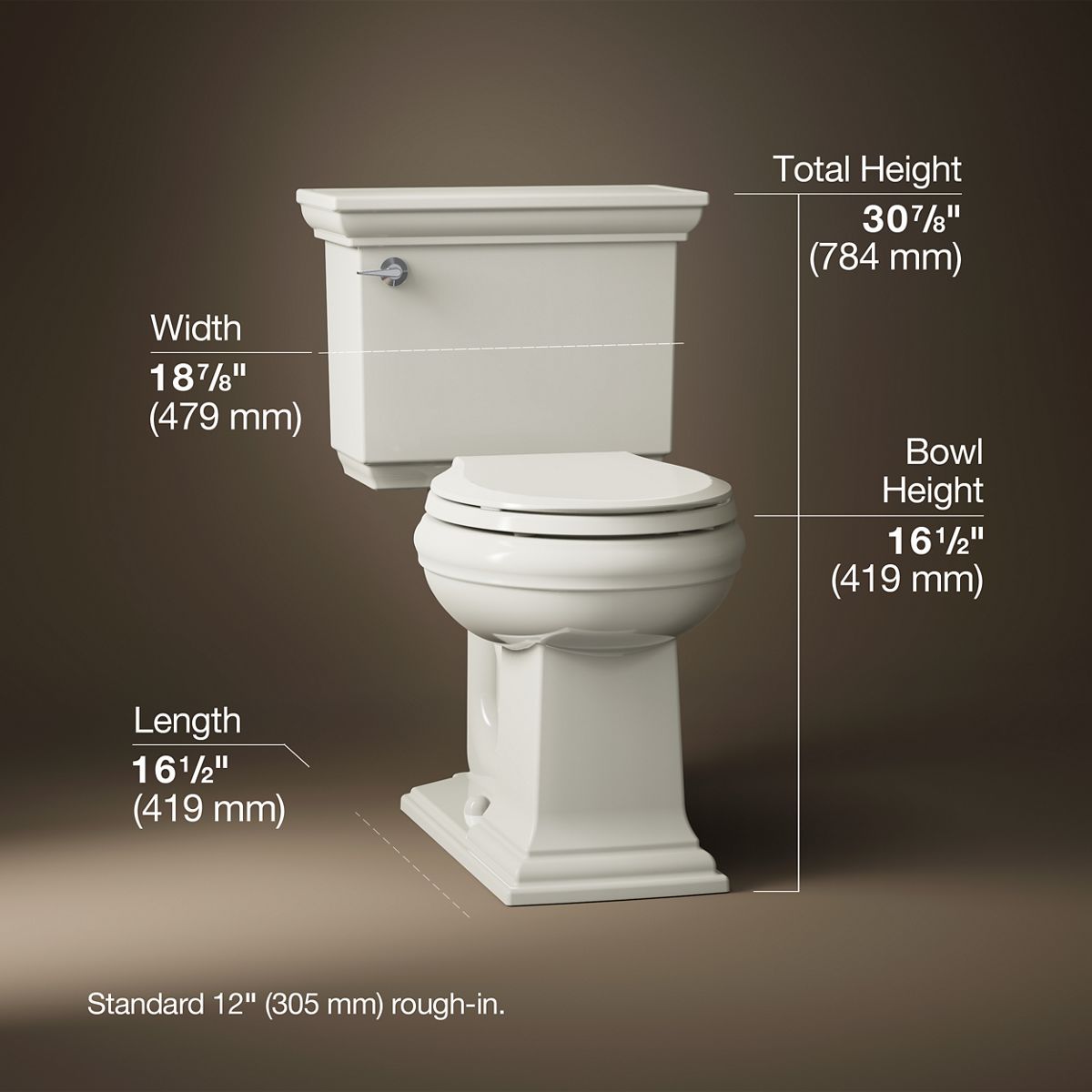 3/4 view of product with dimensions