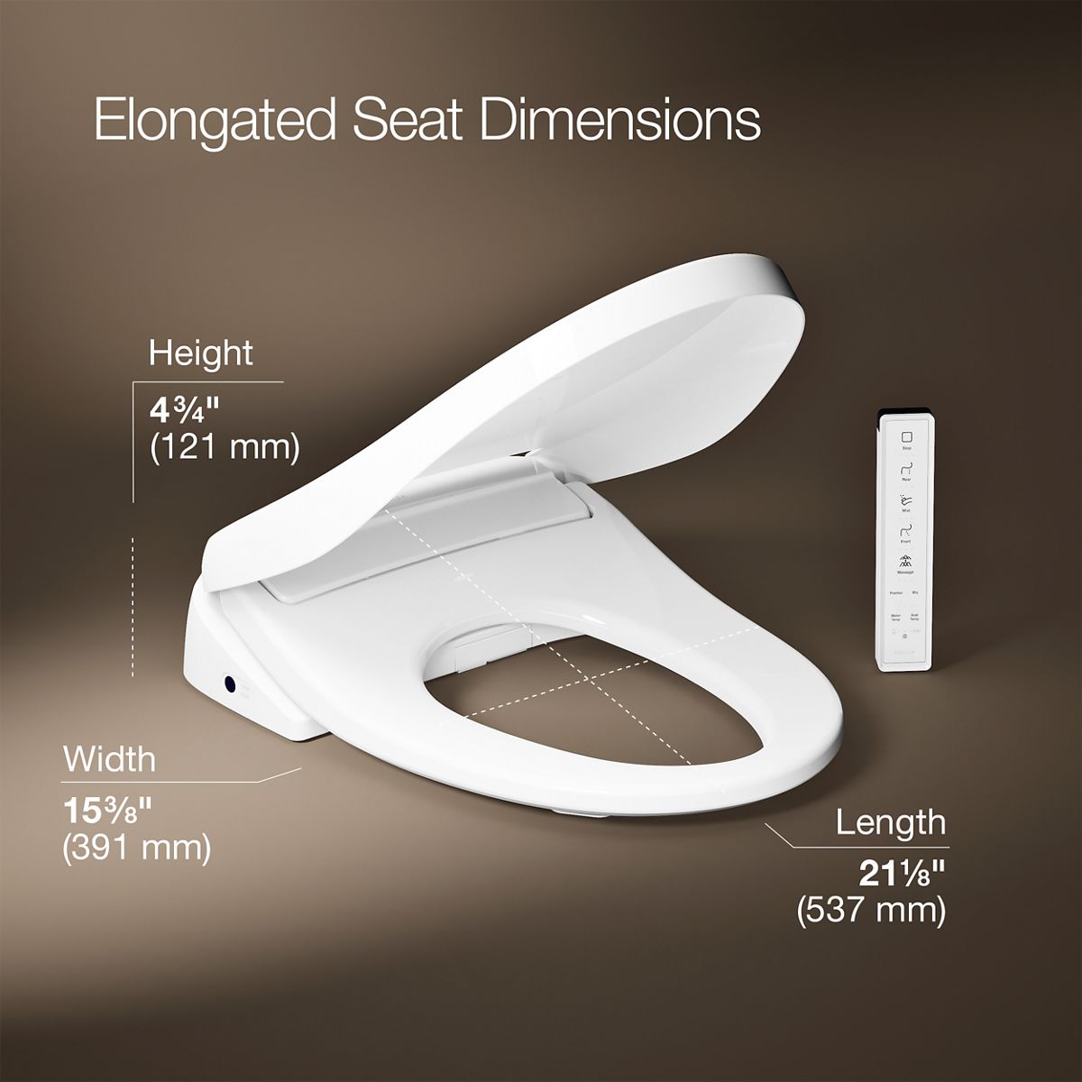 3/4 view of product with dimensions