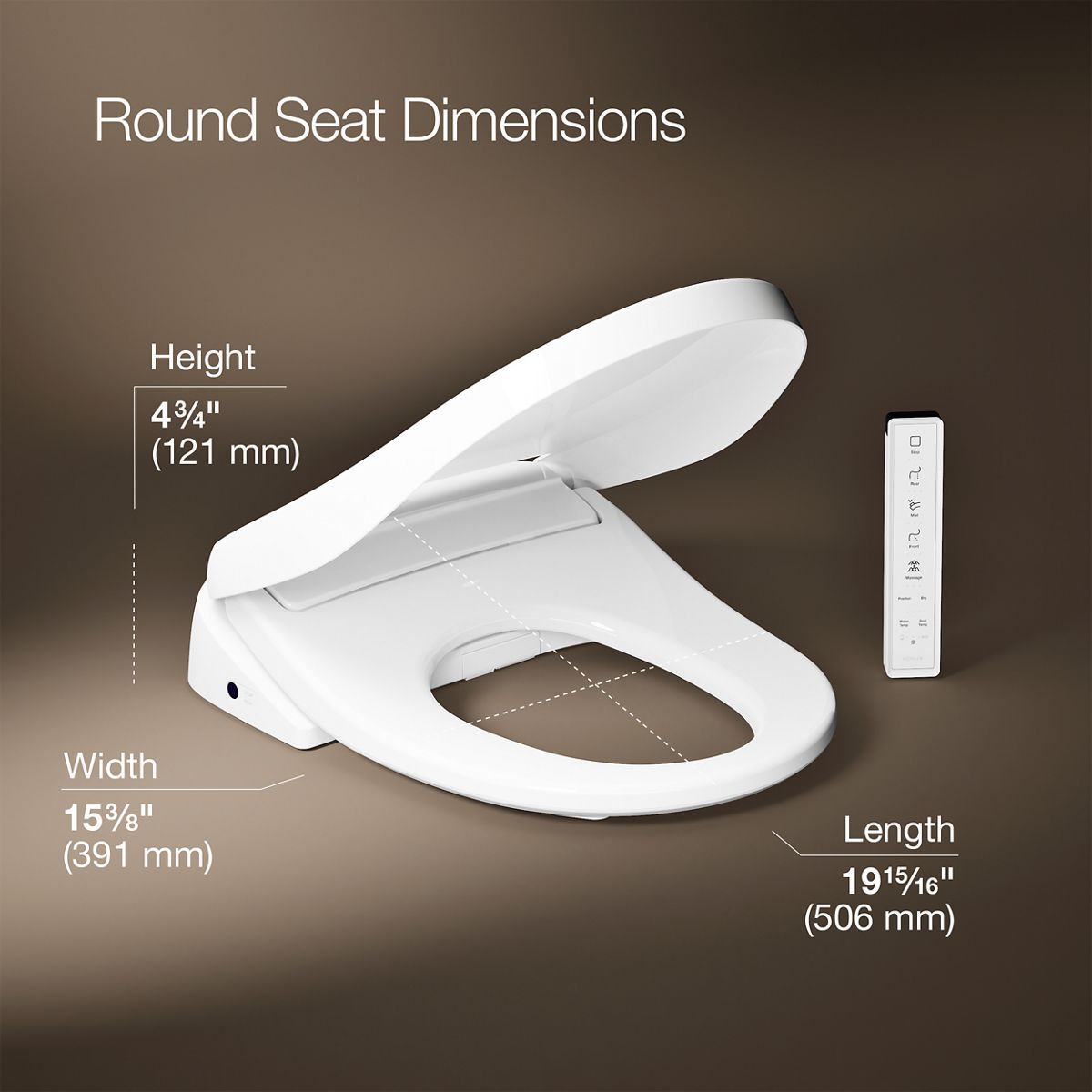 3/4 view of product with dimensions