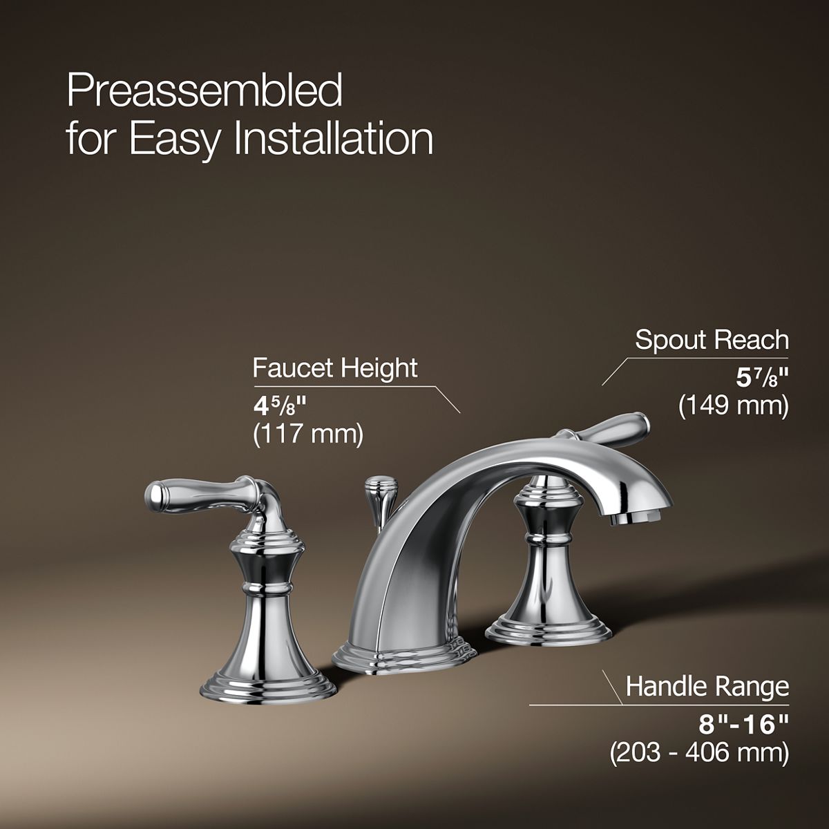 3/4 view of product with dimensions