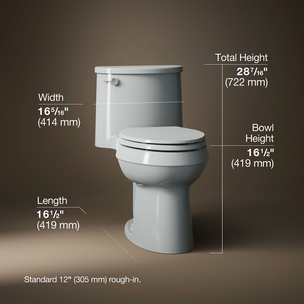 3/4 view of product with dimensions