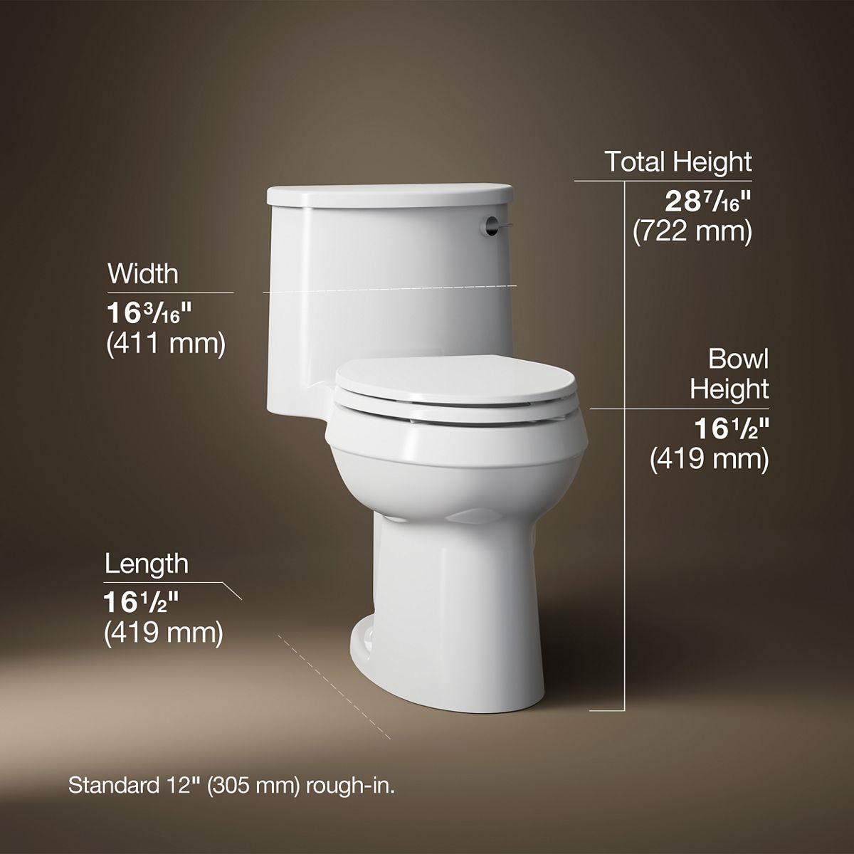 3/4 view of product with dimensions