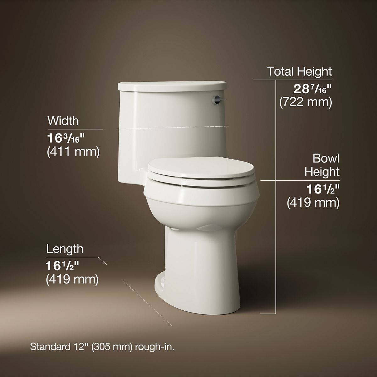 3/4 view of product with dimensions