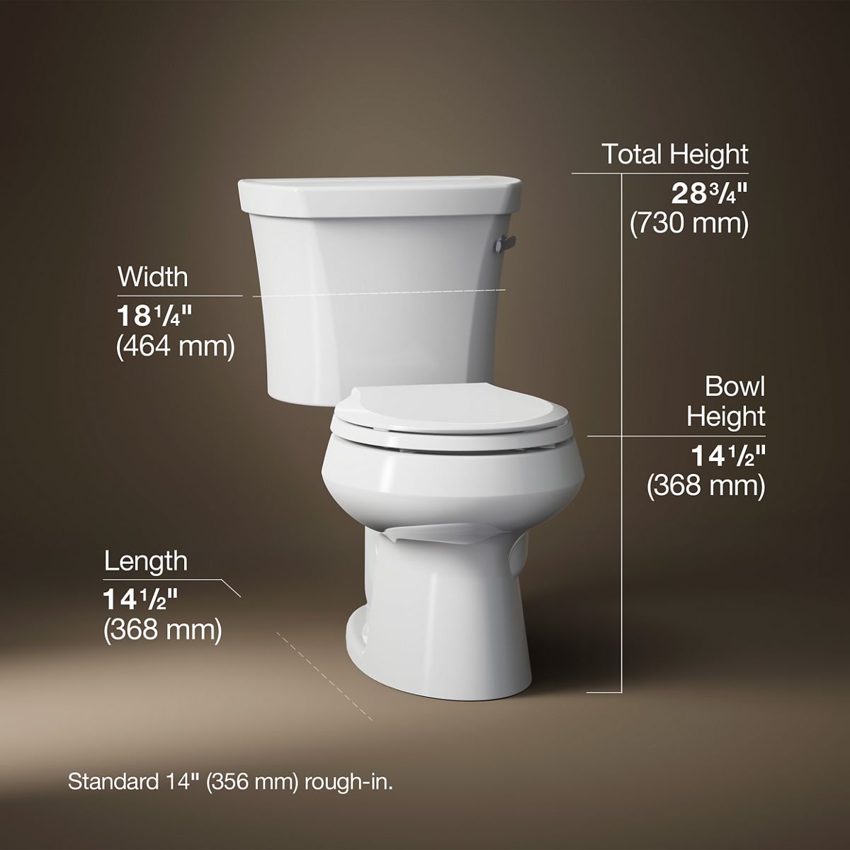 3/4 view of product with dimensions