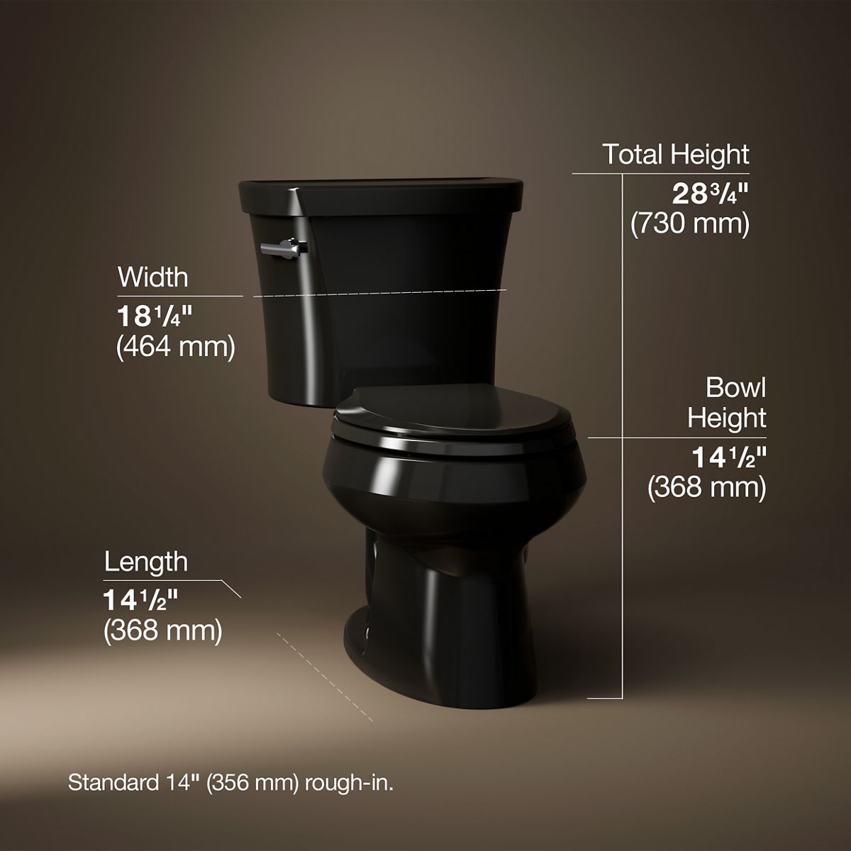 3/4 view of product with dimensions