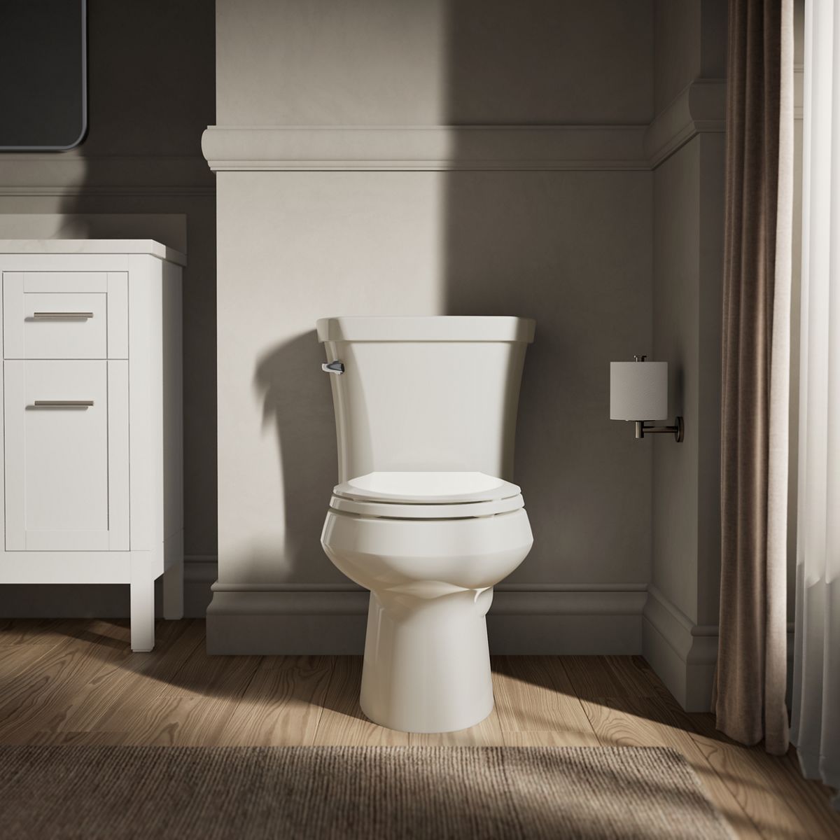 Up to 2 walls & multiple product categories visible, 1-point perspective