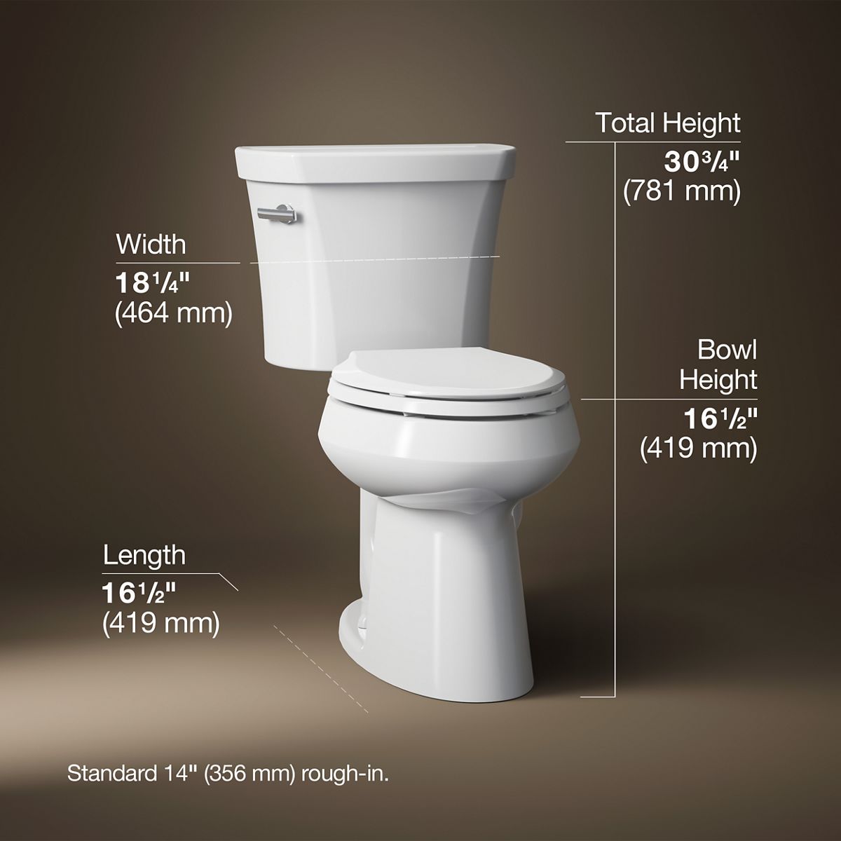 3/4 view of product with dimensions