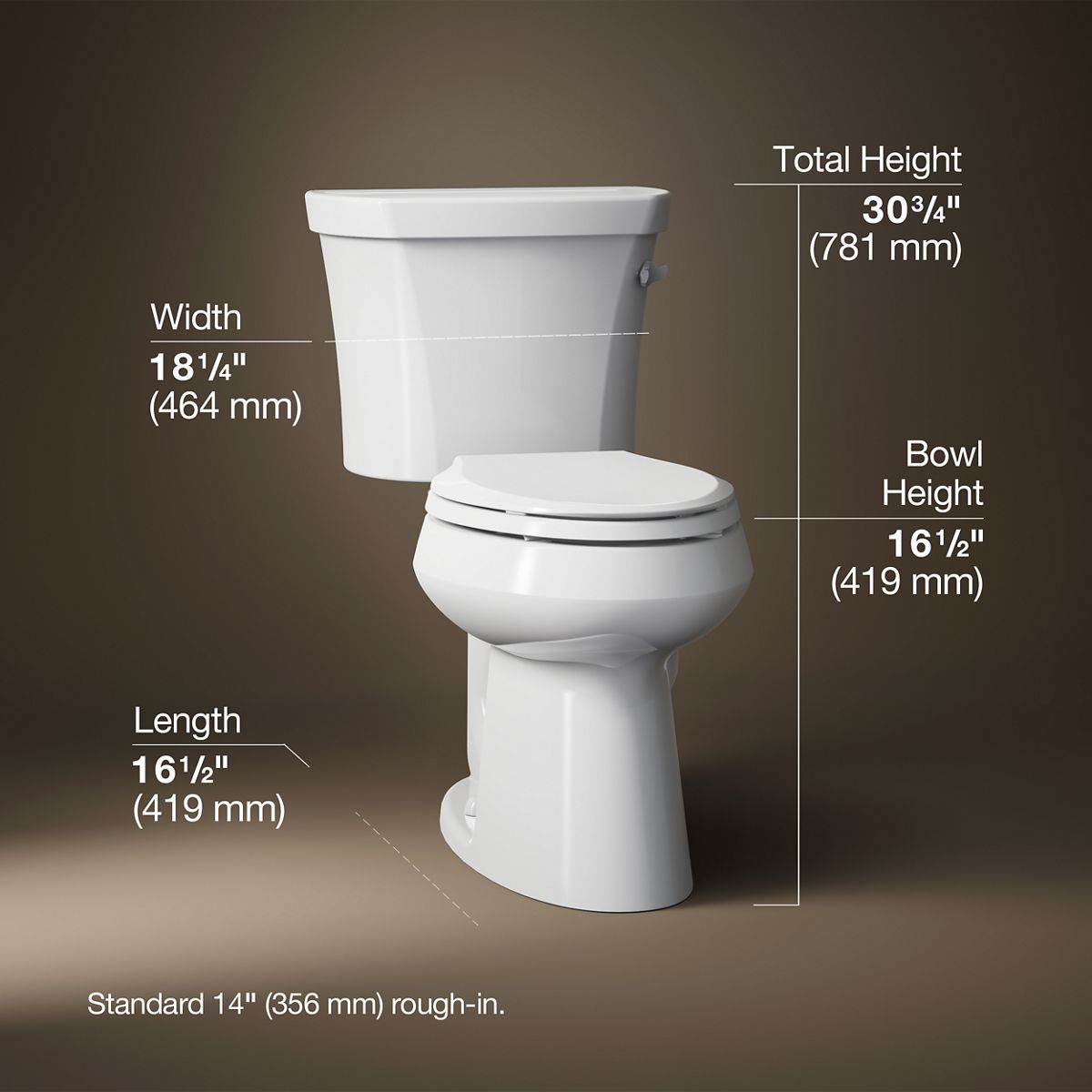 3/4 view of product with dimensions