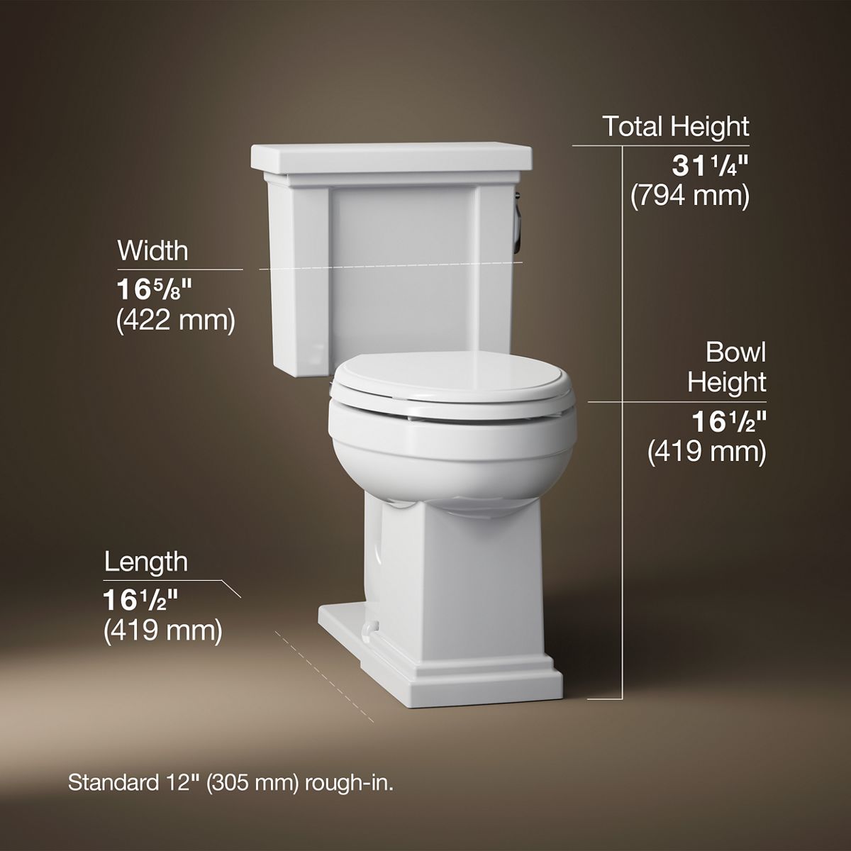 3/4 view of product with dimensions