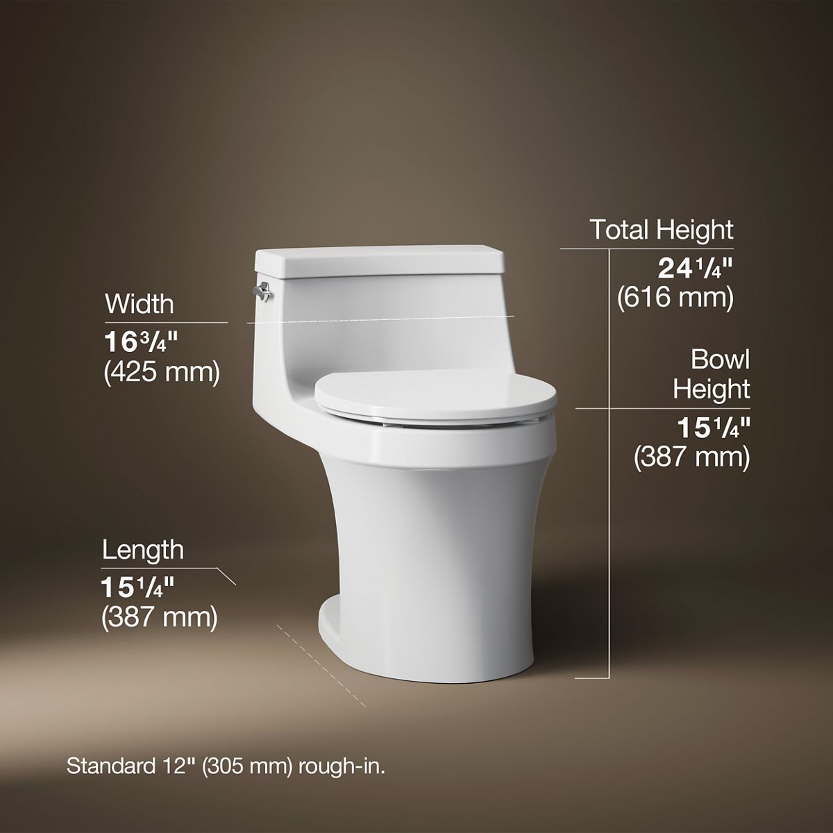 3/4 view of product with dimensions
