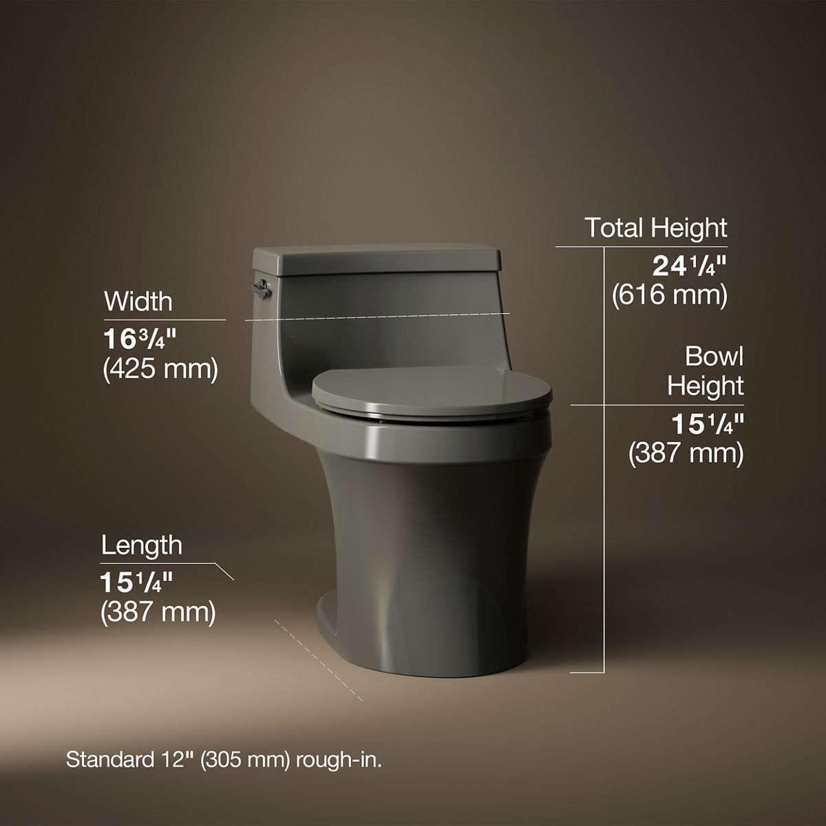3/4 view of product with dimensions