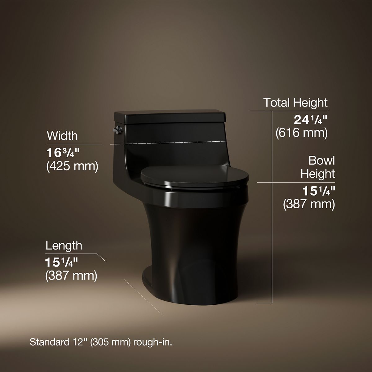 3/4 view of product with dimensions