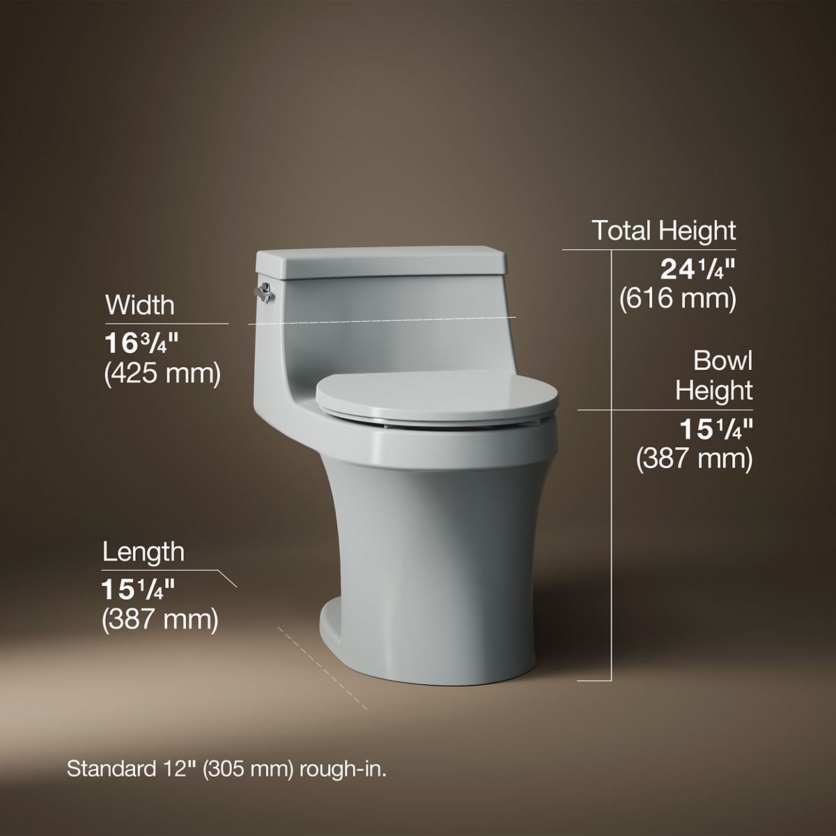 3/4 view of product with dimensions