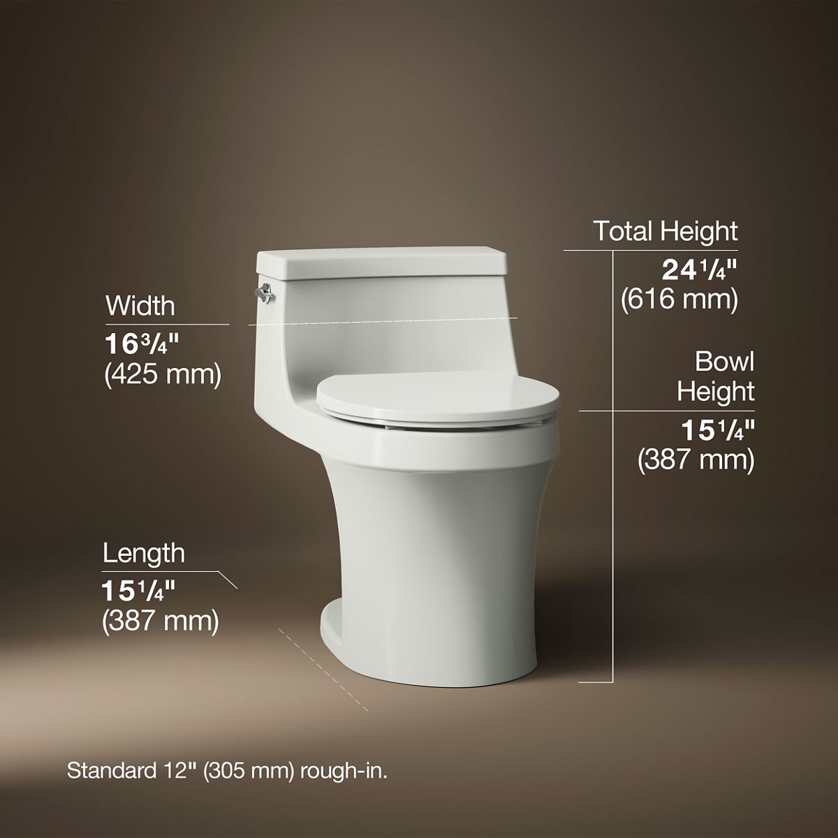 3/4 view of product with dimensions