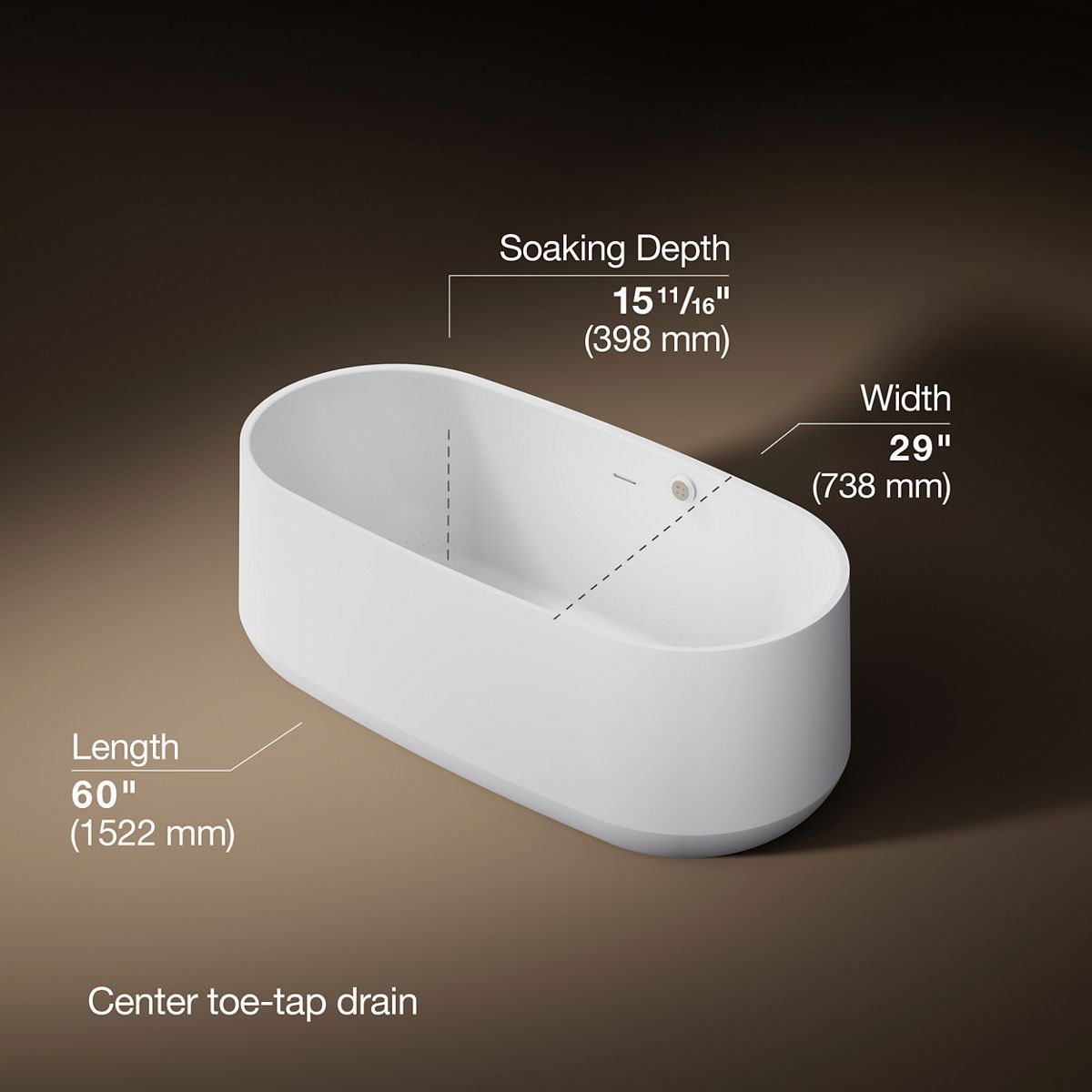 3/4 view of product with dimensions