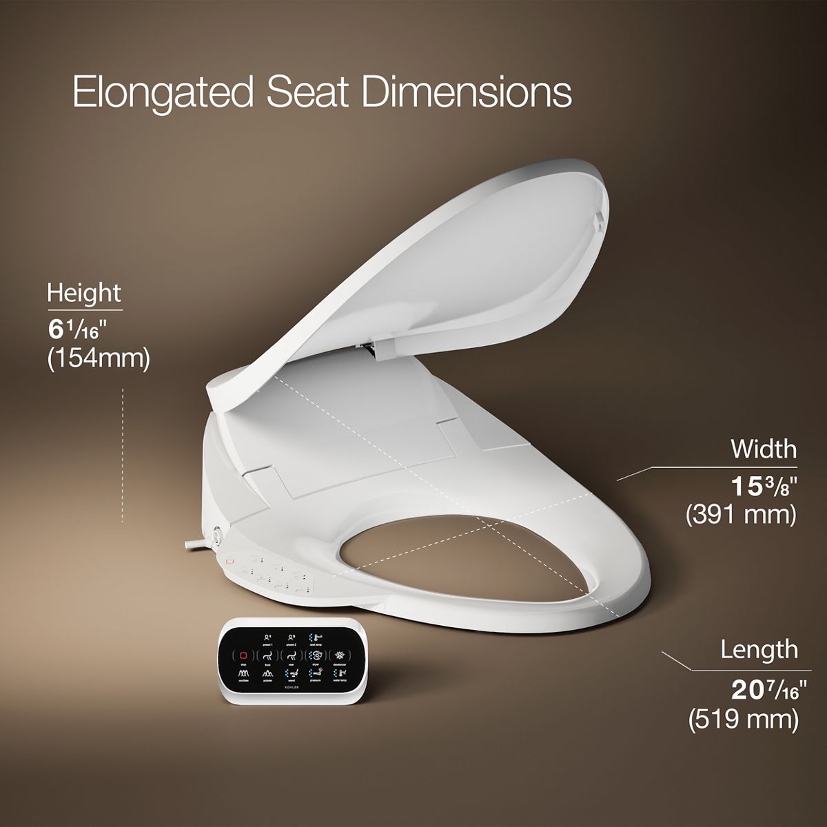 3/4 view of product with dimensions