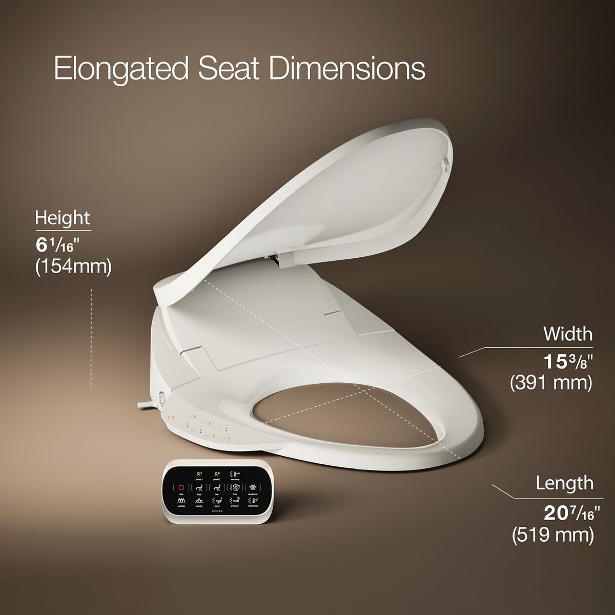3/4 view of product with dimensions