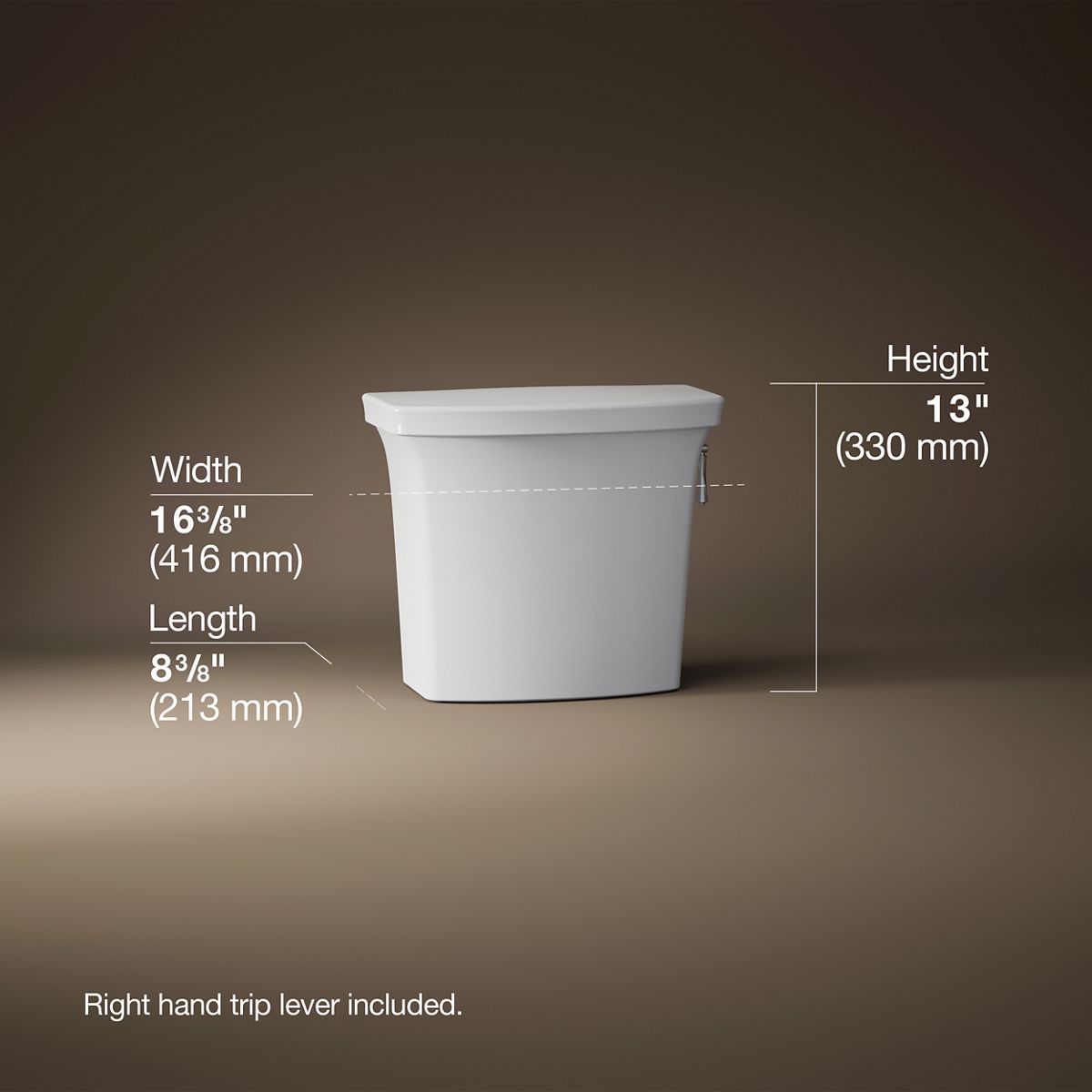 3/4 view of product with dimensions