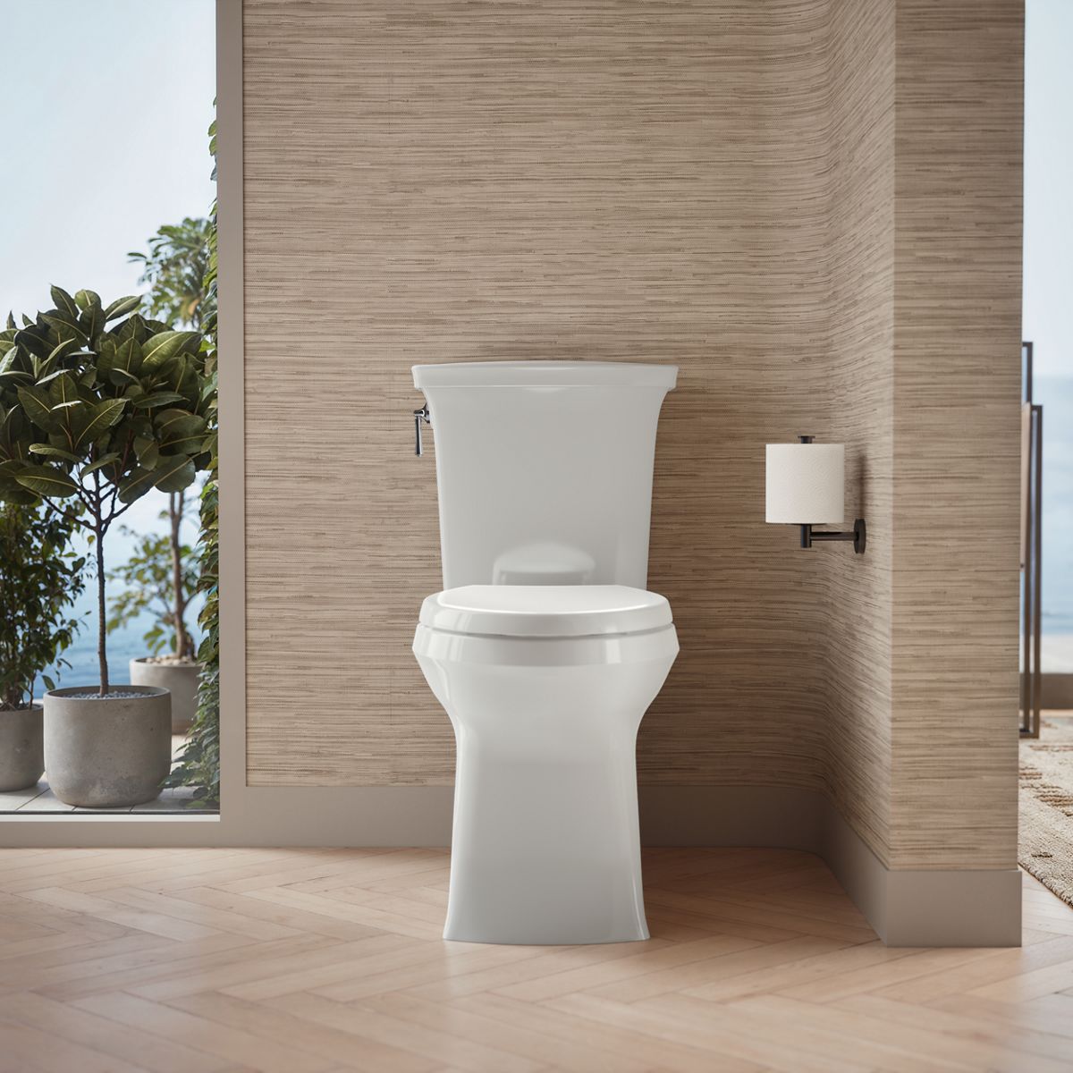 Up to 2 walls & multiple product categories visible, 1-point perspective