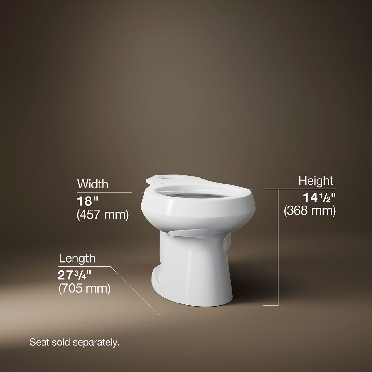 3/4 view of product with dimensions