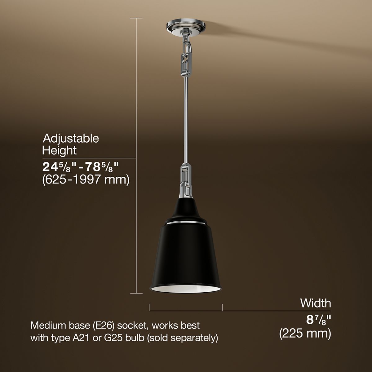 3/4 view of product with dimensions
