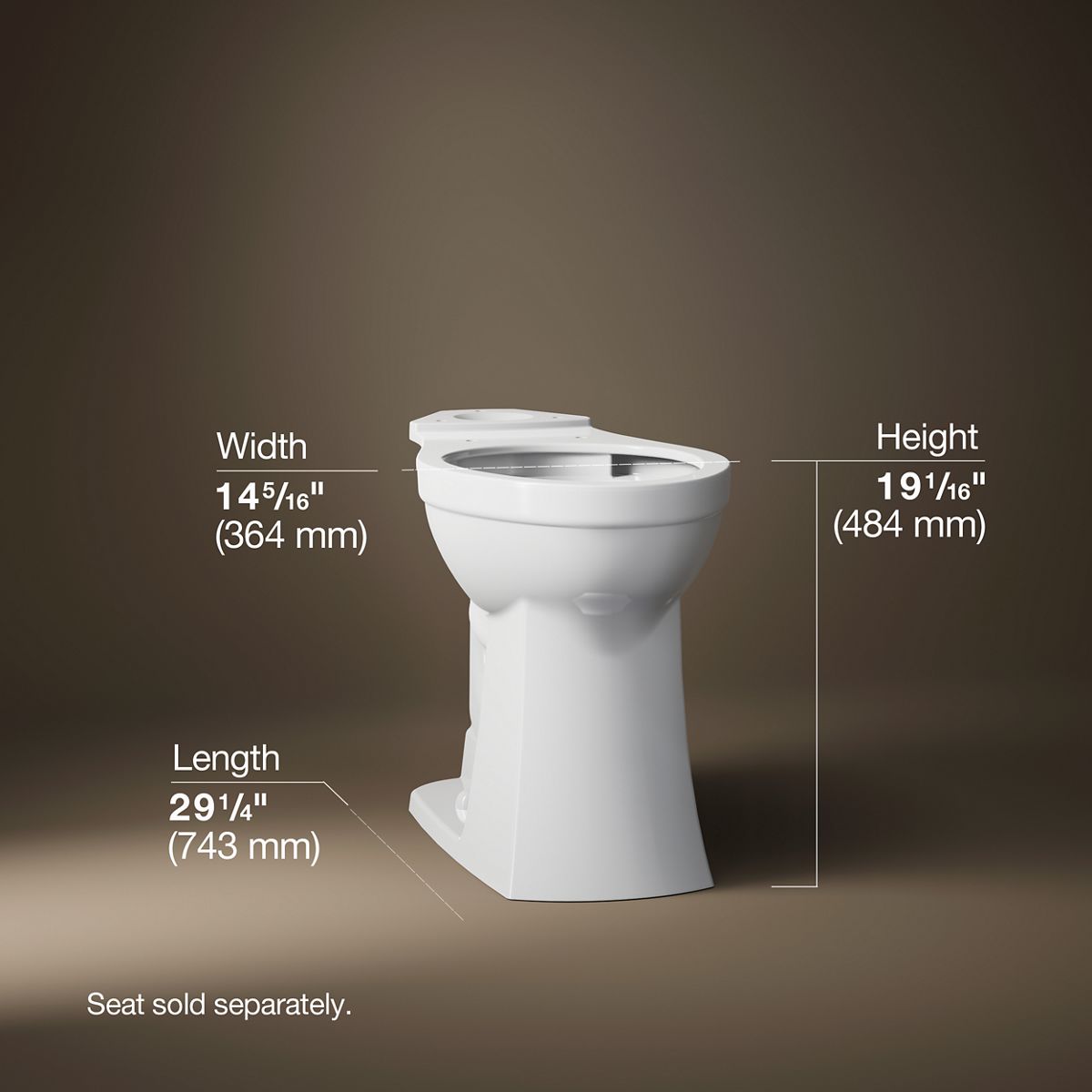 3/4 view of product with dimensions