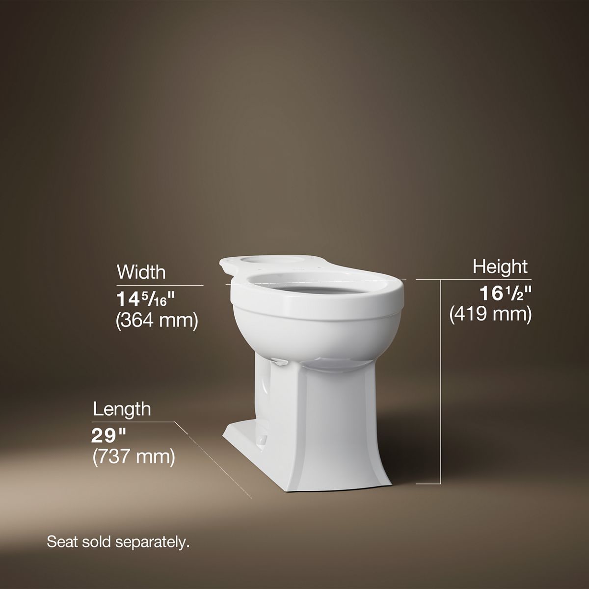 3/4 view of product with dimensions