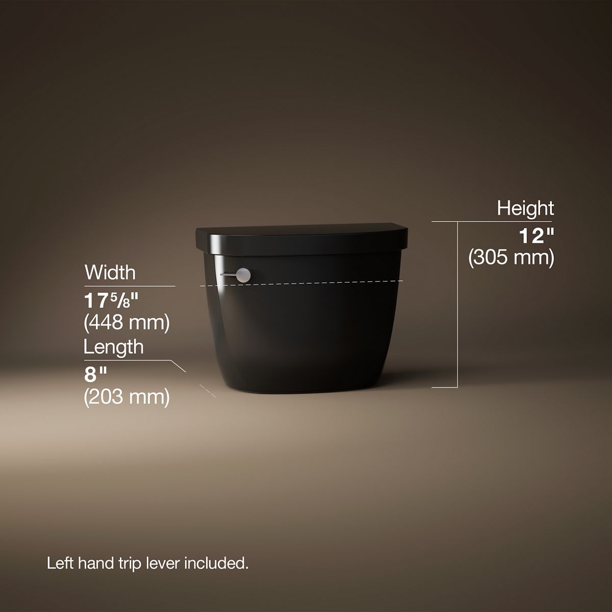 3/4 view of product with dimensions