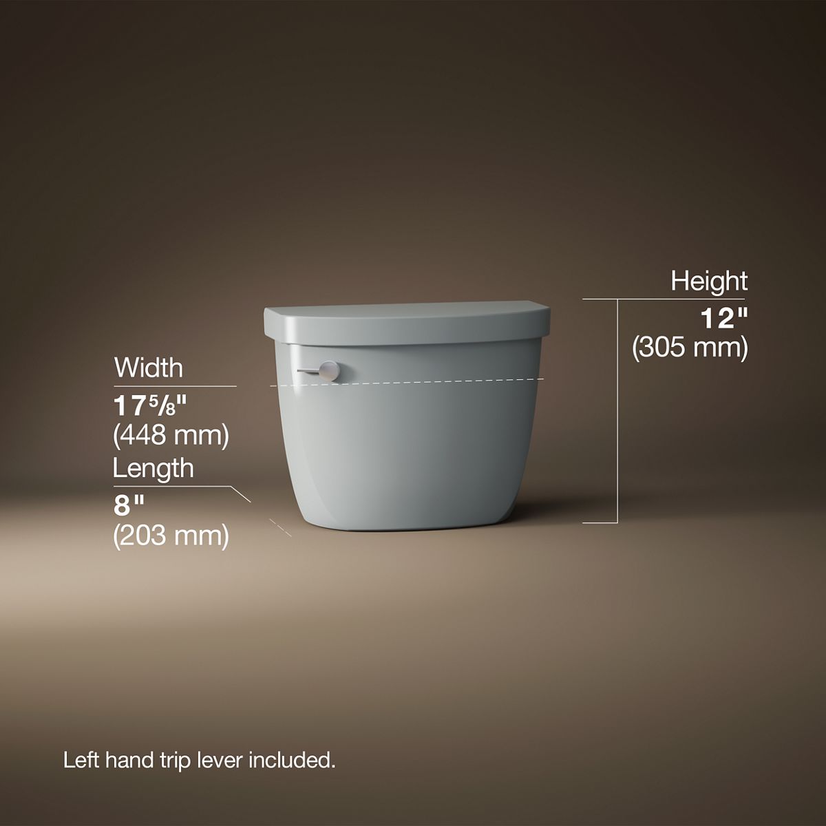 3/4 view of product with dimensions
