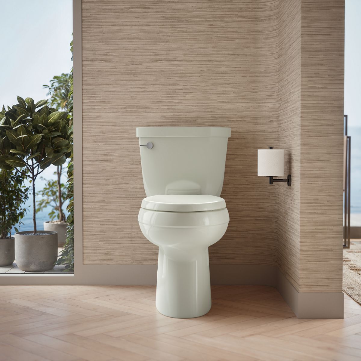 Up to 2 walls & multiple product categories visible, 1-point perspective