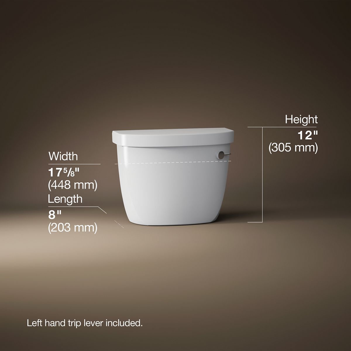 3/4 view of product with dimensions