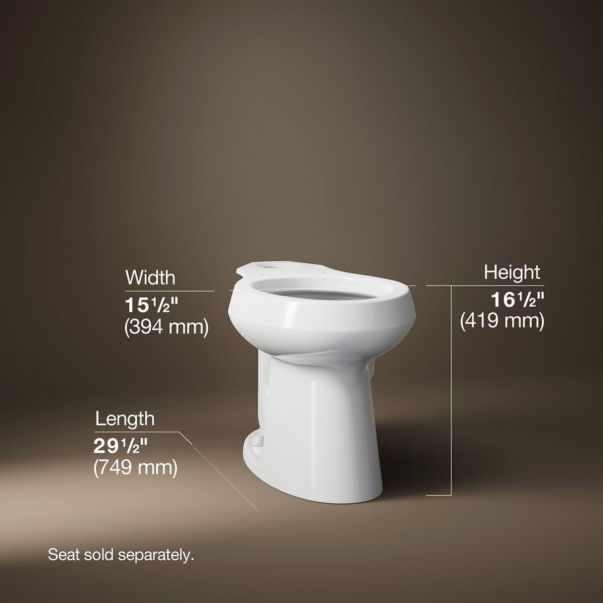 3/4 view of product with dimensions