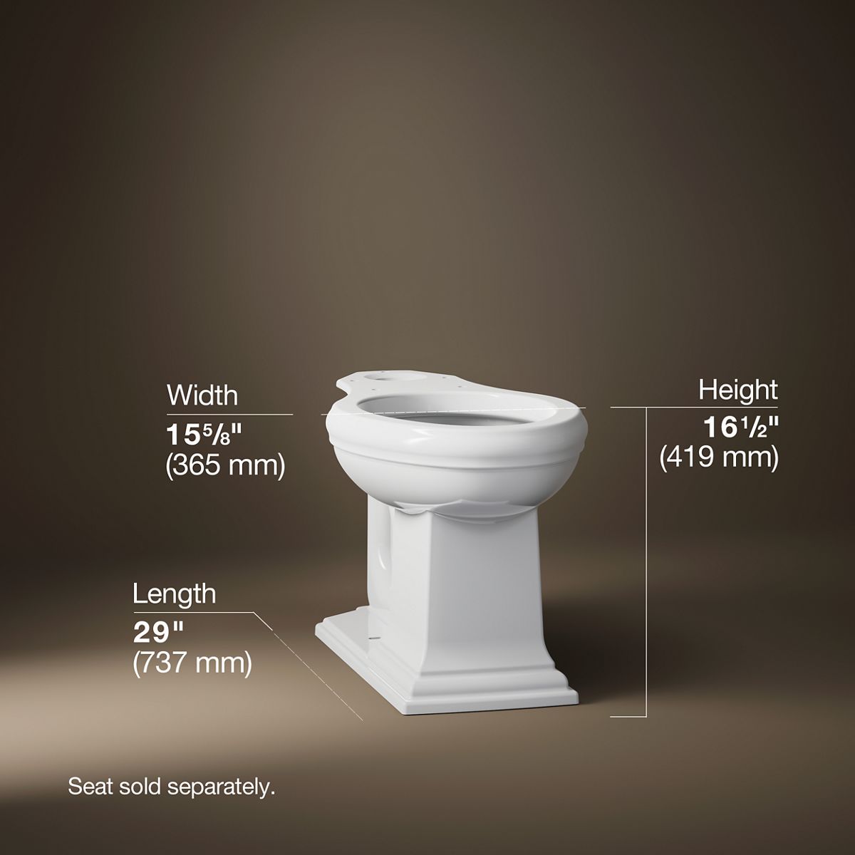 3/4 view of product with dimensions