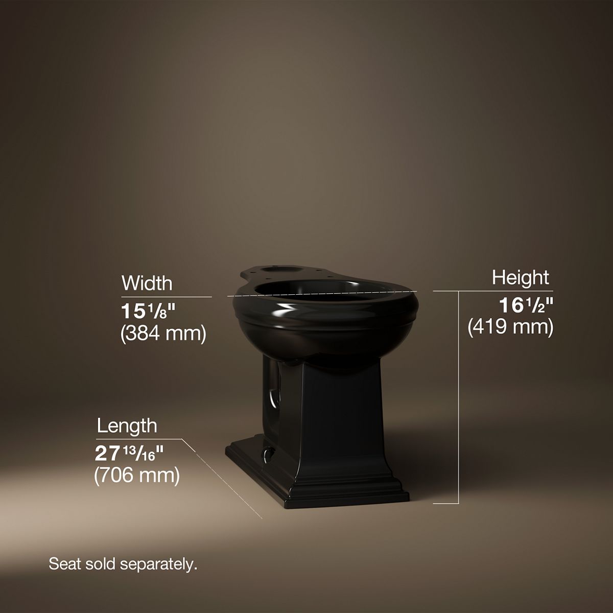 3/4 view of product with dimensions