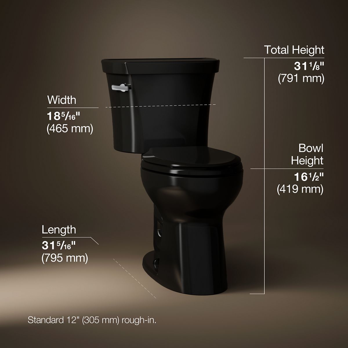3/4 view of product with dimensions