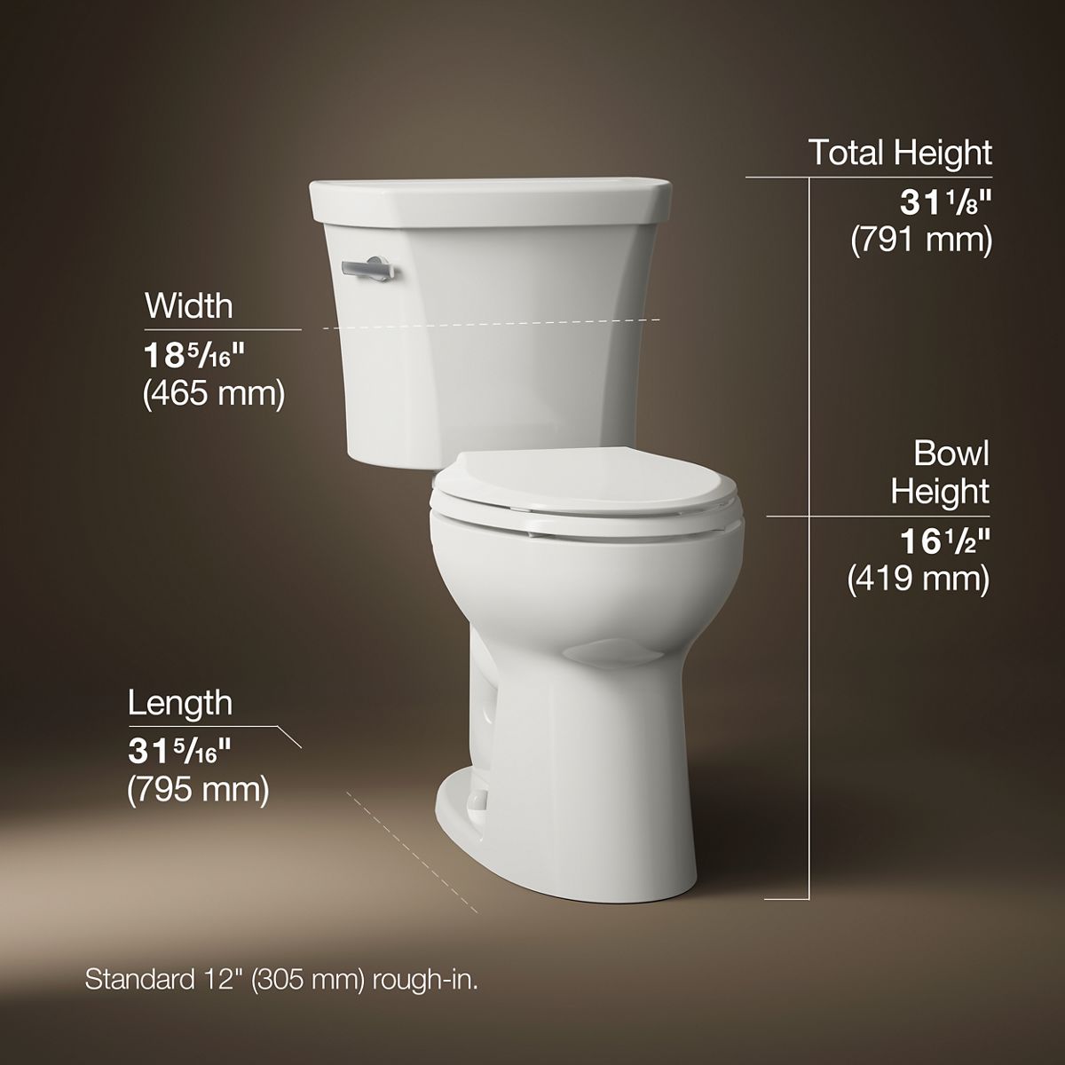 3/4 view of product with dimensions
