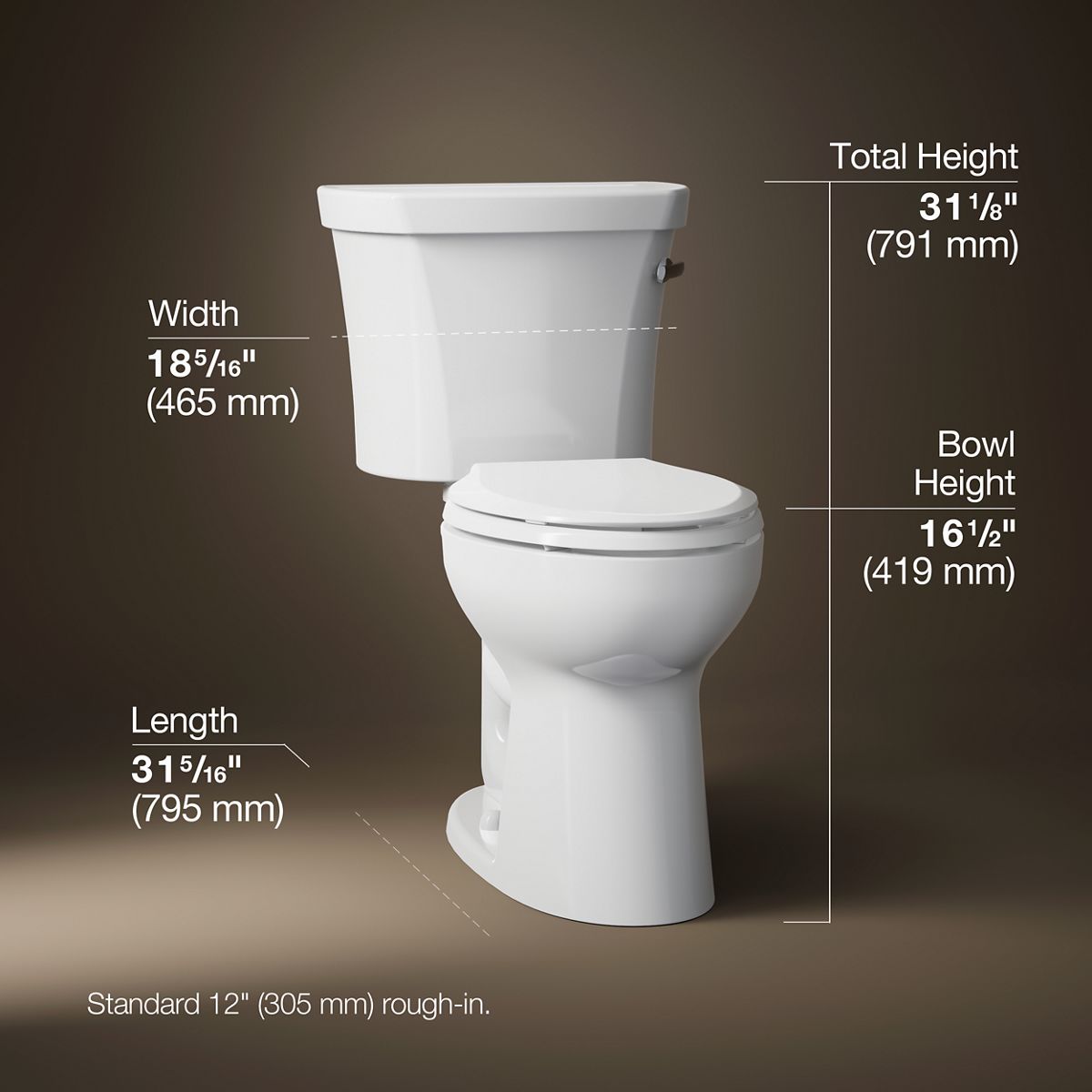 3/4 view of product with dimensions