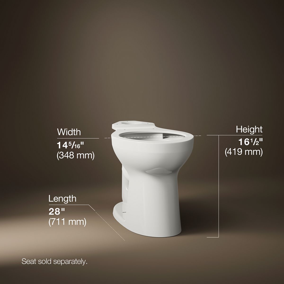 3/4 view of product with dimensions